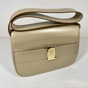 Salvatore Ferragamo Vara Beige Shoulder Bag, Like New Condition